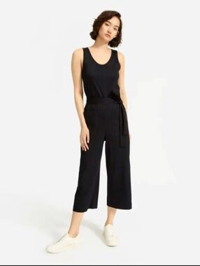 Everlane Luxe Cotton Jumpsuit Black Sleeveless Womens Large NWT